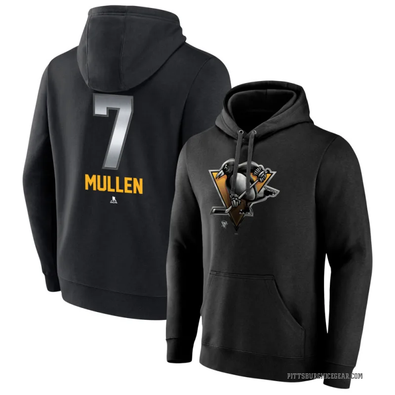 Joe Mullen Men's Black Pittsburgh Penguins Branded Midnight Mascot Logo Pullover Hoodie