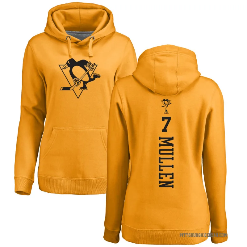 Joe Mullen Women's Gold Pittsburgh Penguins Branded One Color Backer Pullover Hoodie