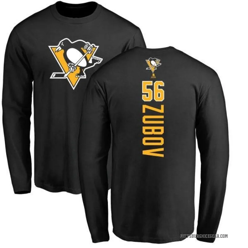 Sergei Zubov Men's Black Pittsburgh Penguins Backer Long Sleeve T-Shirt -