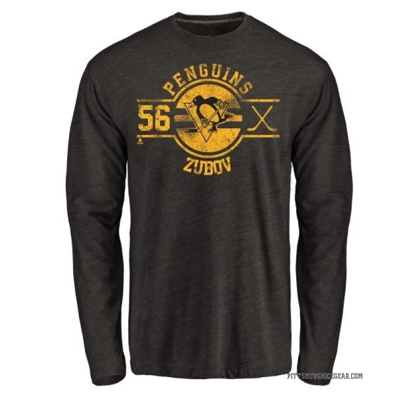 Sergei Zubov Men's Black Pittsburgh Penguins Insignia Long Sleeve T-Shirt -