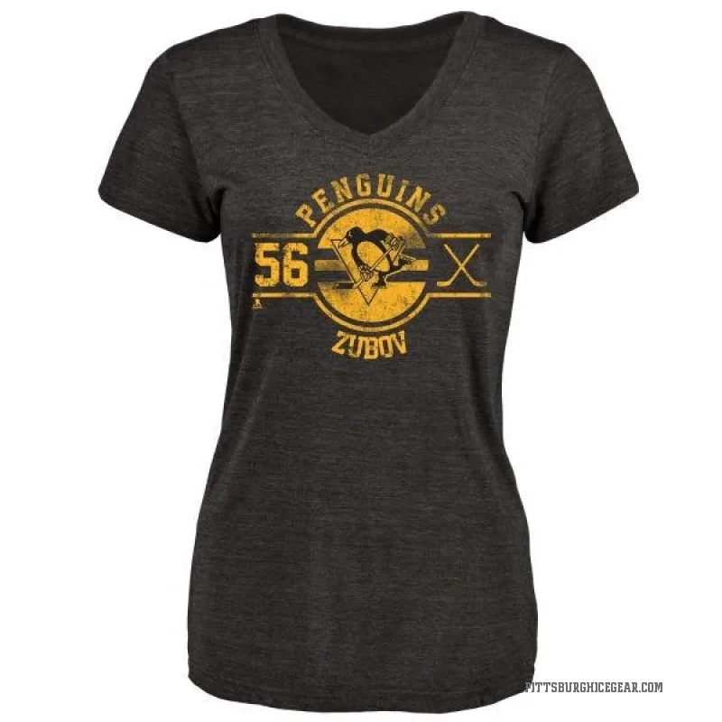 Sergei Zubov Women's Black Pittsburgh Penguins Insignia T-Shirt -